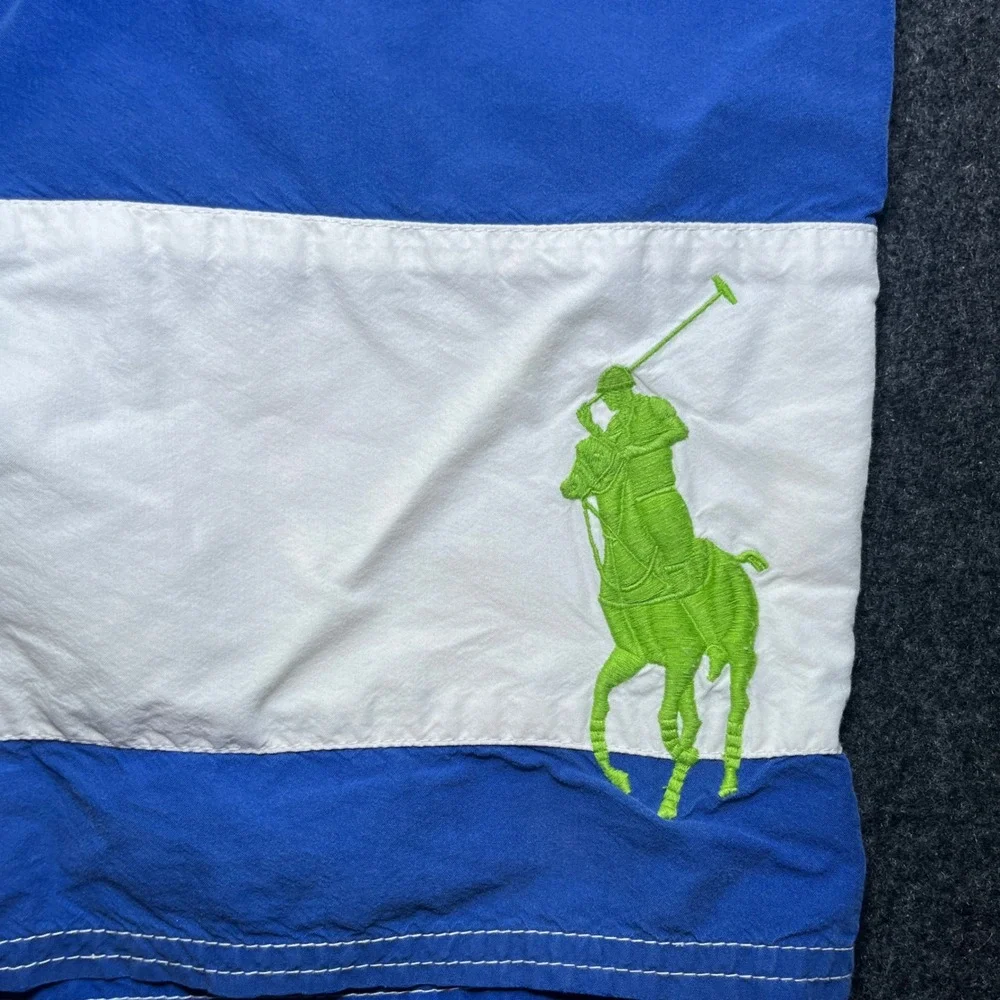 Polo Ralph Lauren Swim Trunks Mens 30 Blue White Big Pony Striped Board Shorts